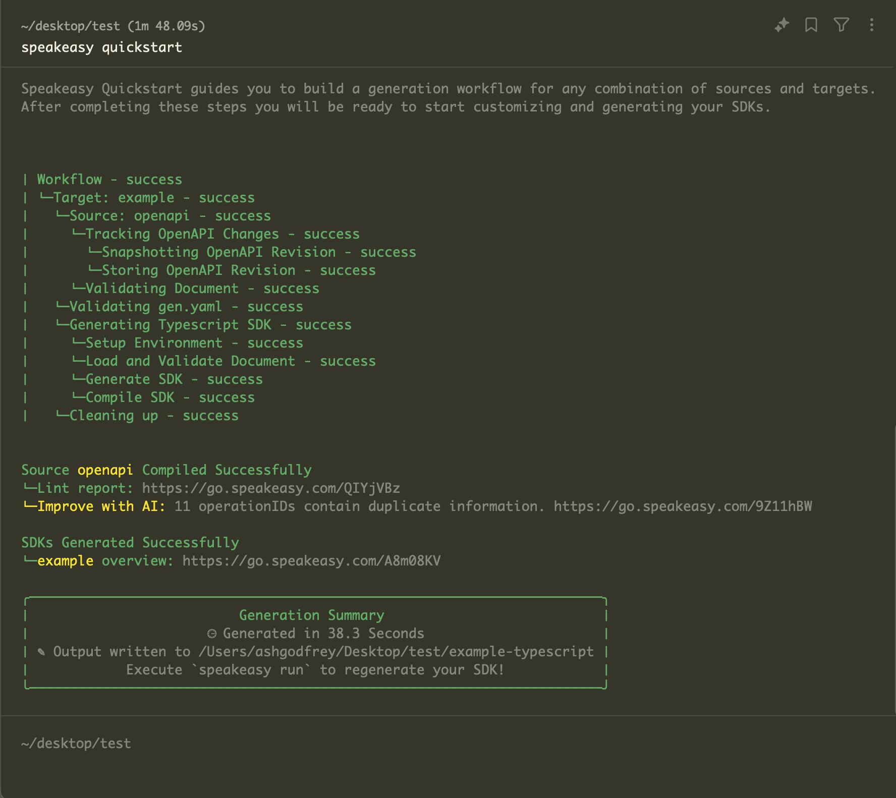 Screenshot of the terminal showing success.