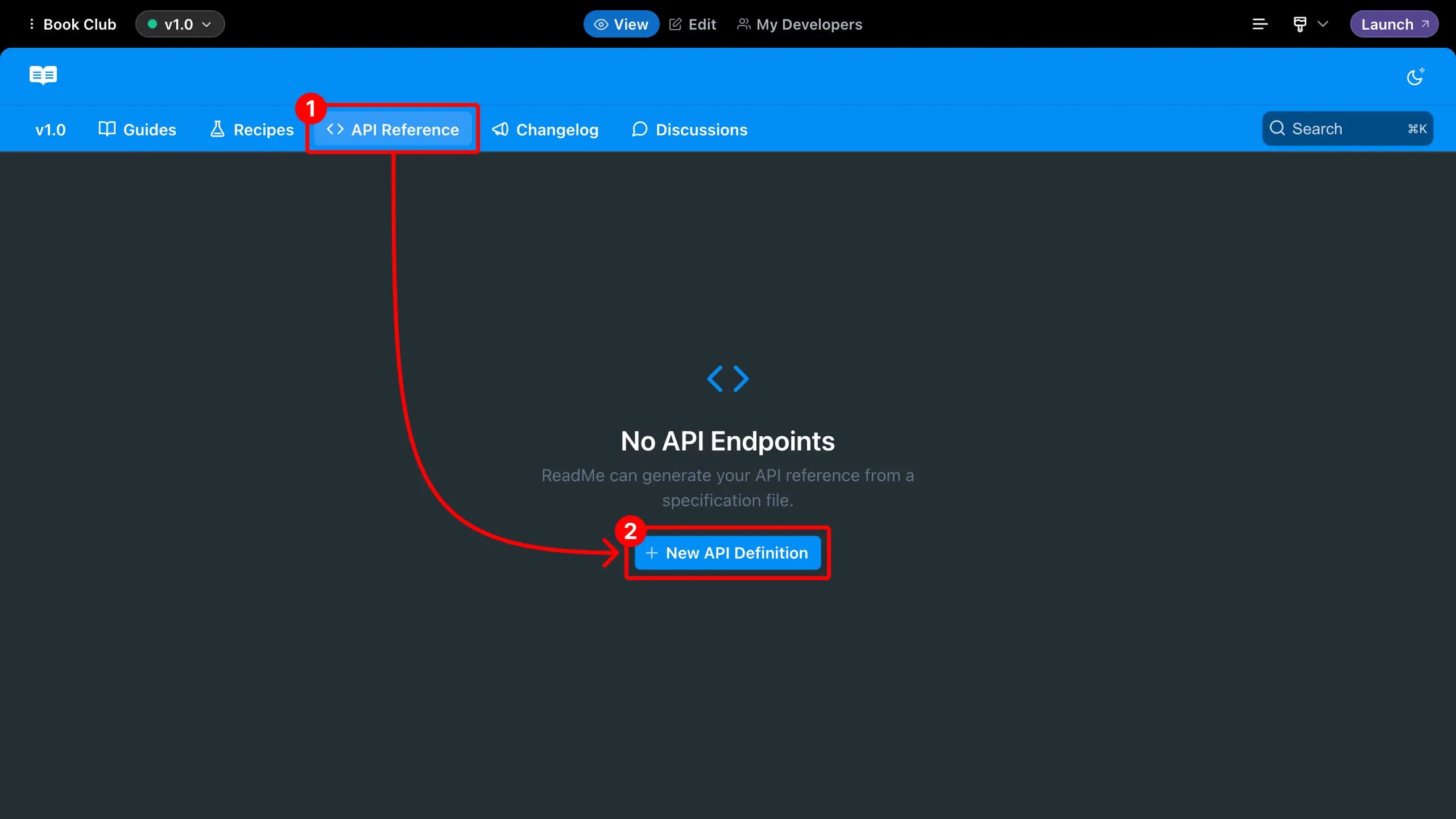 ReadMe API Reference Page