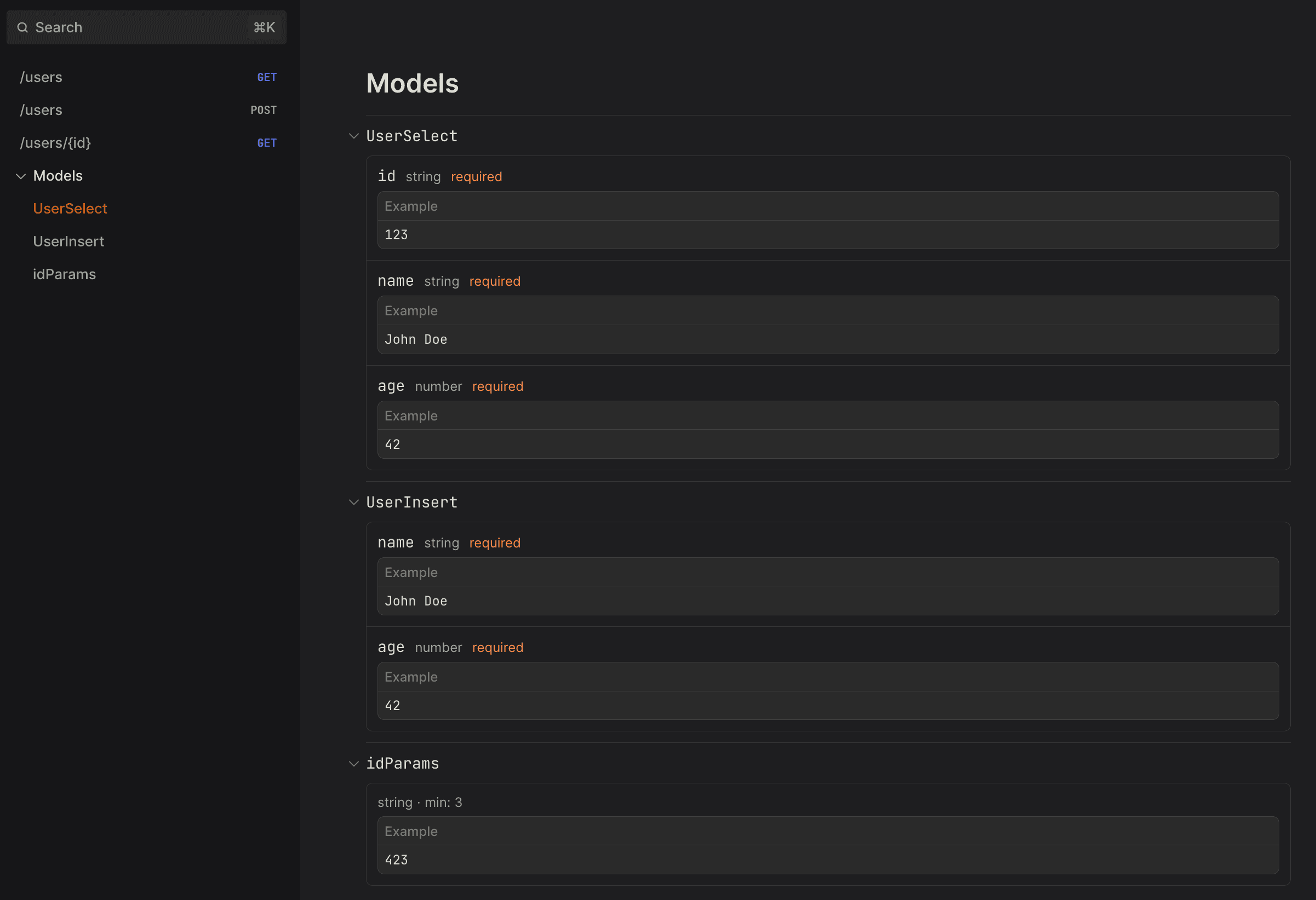 Scalar UI example data schema