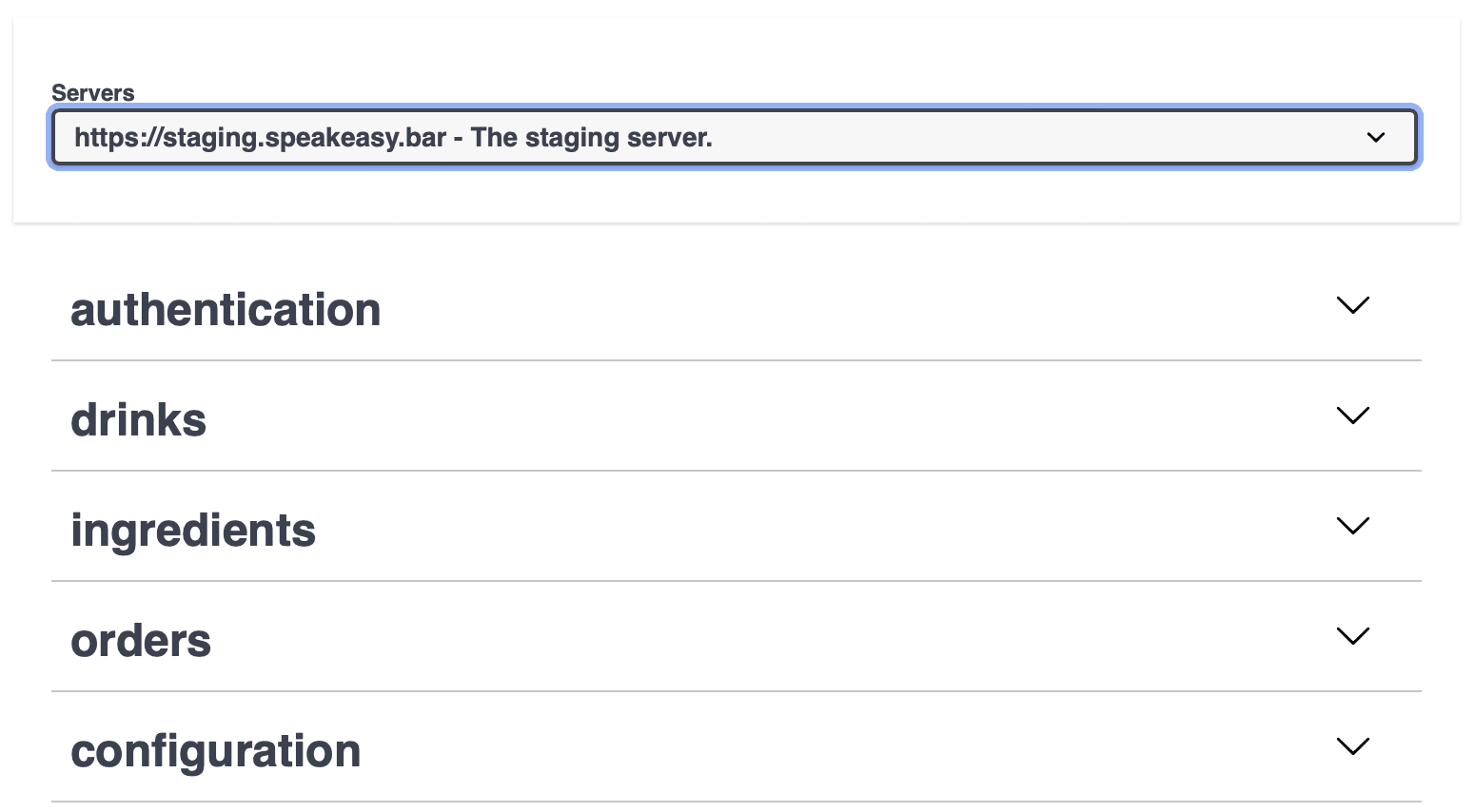 Screenshot showing the Swagger UI server selector with a description