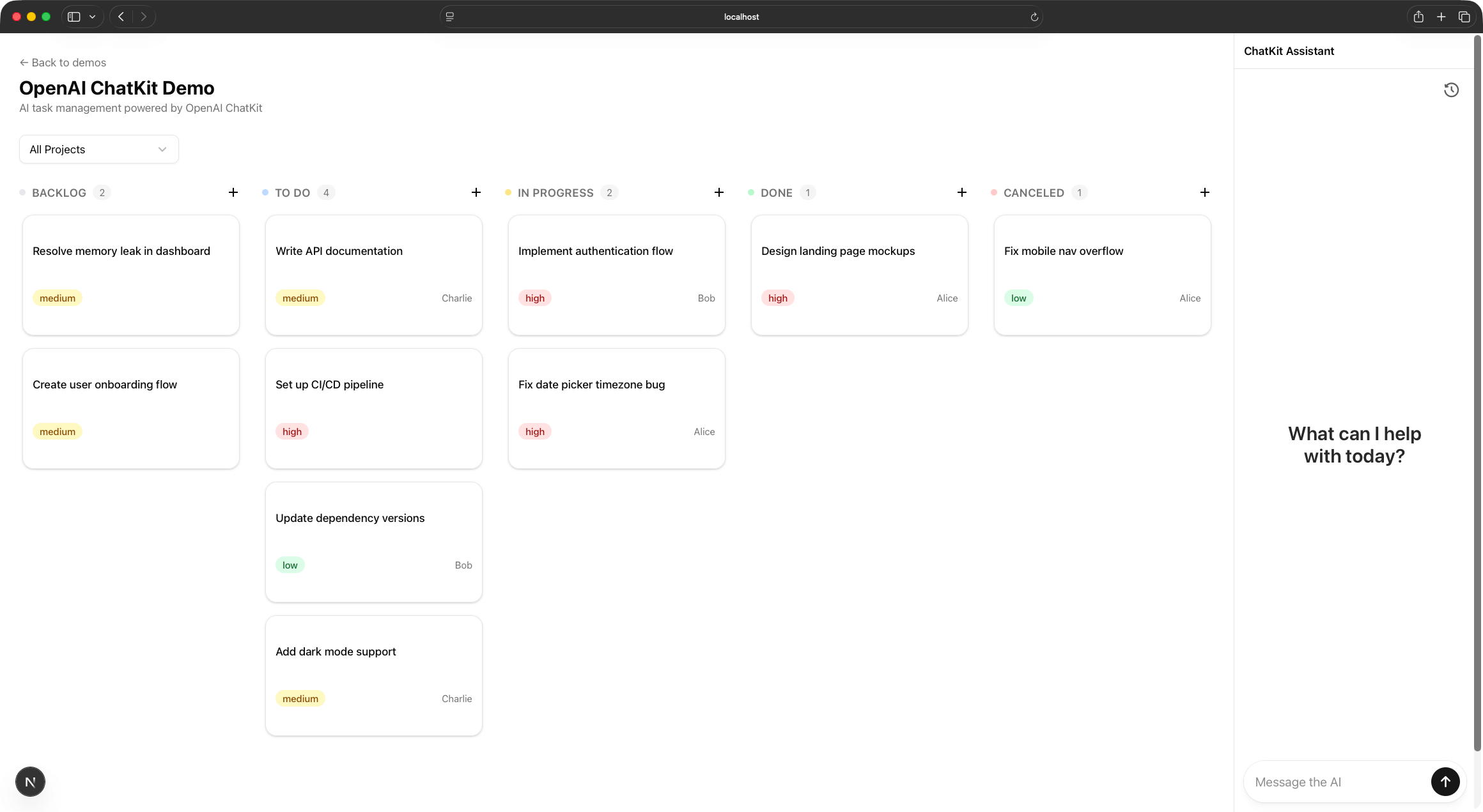 Chat panel on the right side of the application