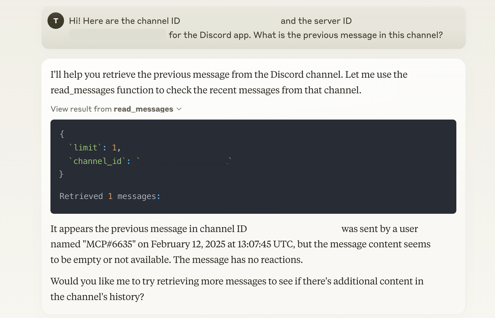 MCP Discord Read Message