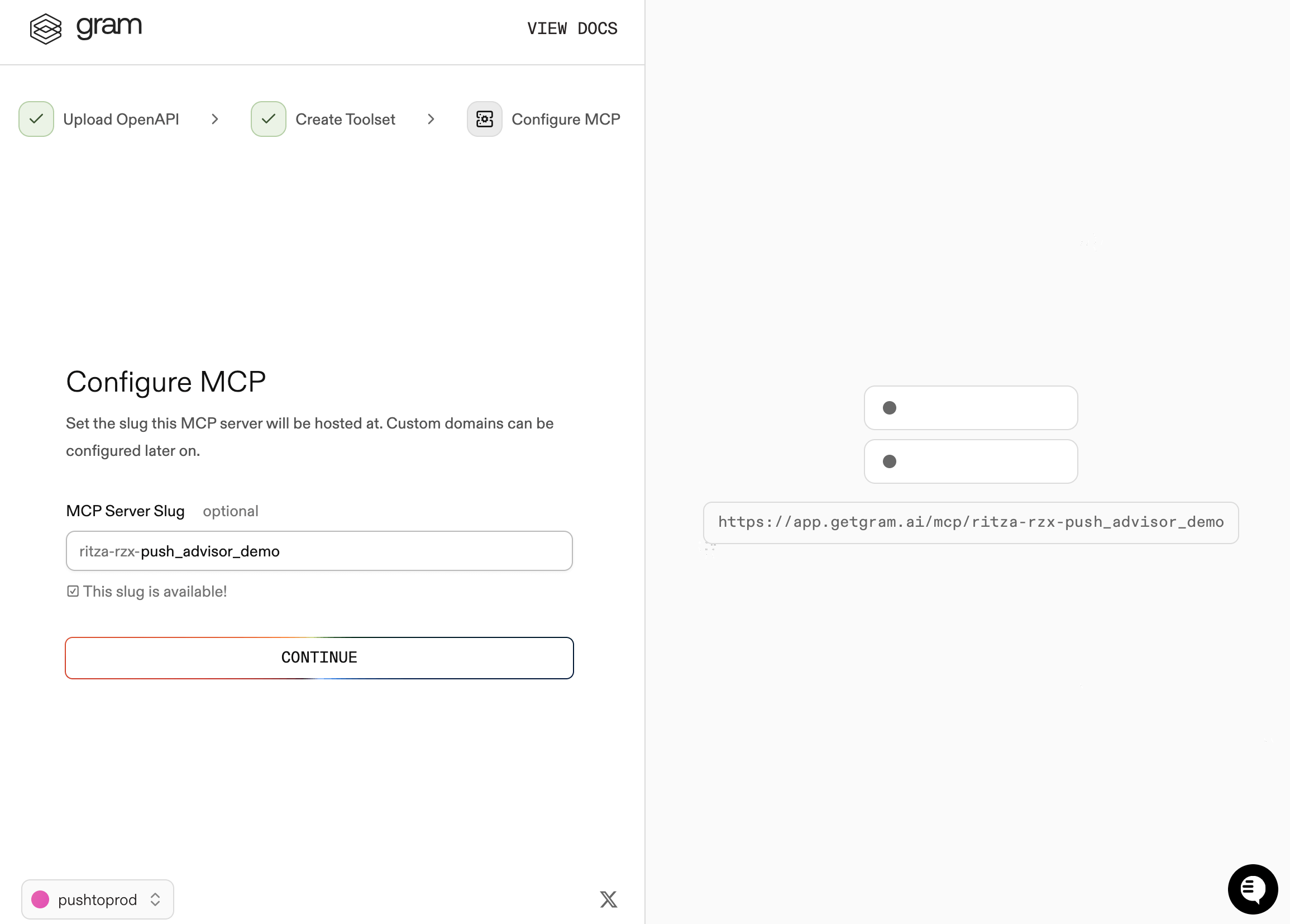 Screenshot of the configure MCP dialog
