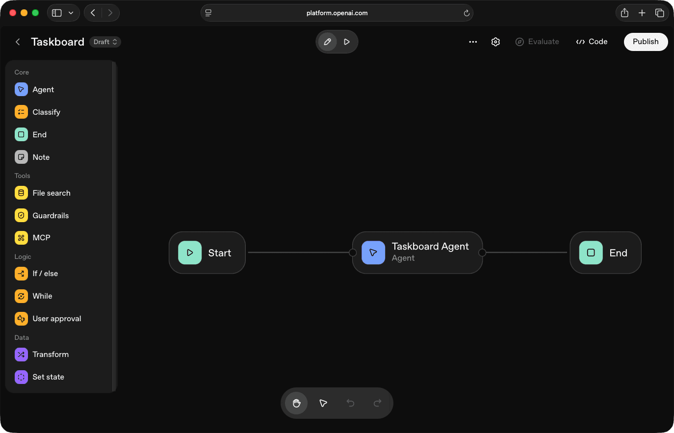 OpenAI Agent Builder minimal setup
