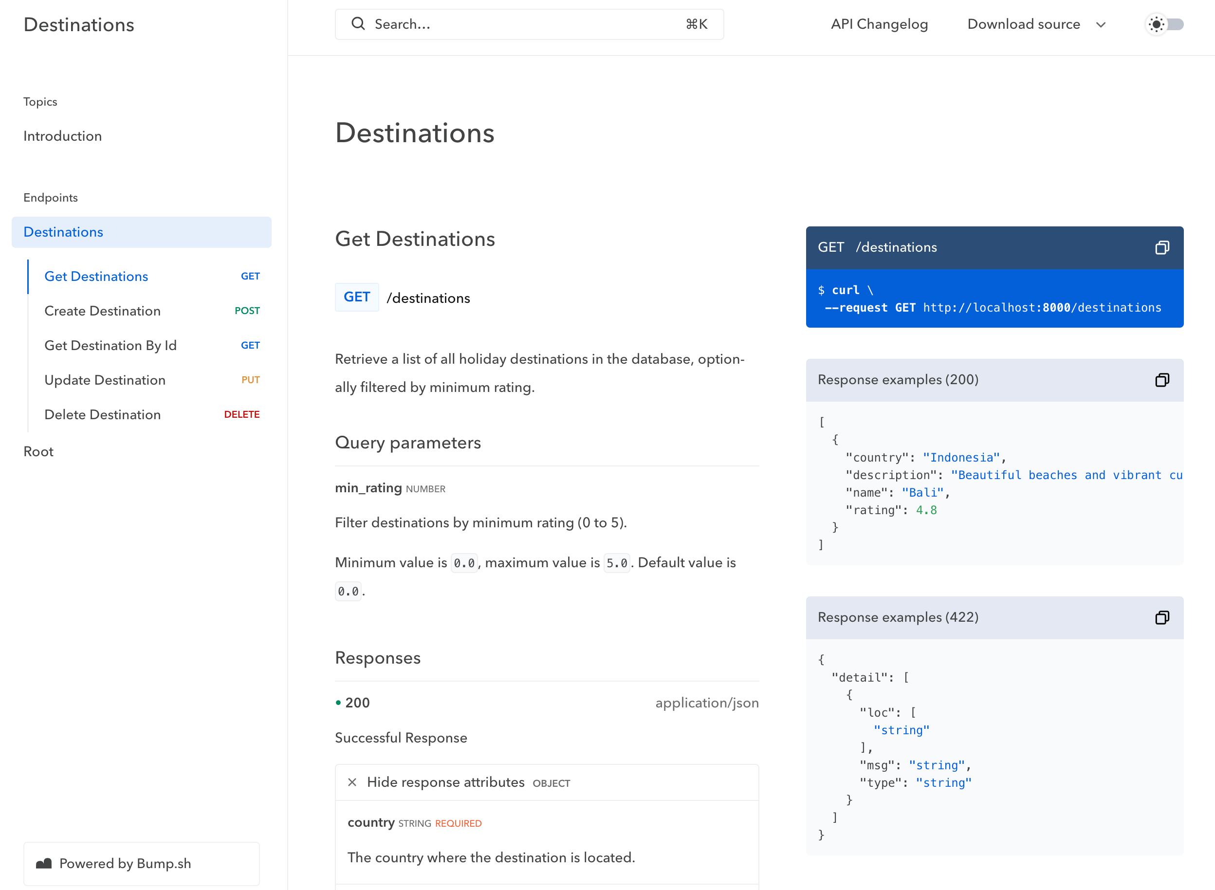 API reference